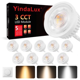 YindaLux Set of 10 LED Module Dimmable Diameter 50 x 23 mm for Recessed Spotlights Surface-Mounted Spotlight 4.9 W 500 LM 3CCT Warm White 3000 K Natural White 4000 K Cool White 6500 K IP44 Waterproof
