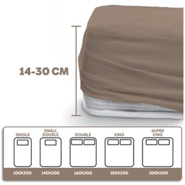 EVE Textile® Fitted Sheet Set of 1 160 x 200 cm Light Brown; Fitted Sheet Fitted Sheet; Jersey Sheet for Box Spring Bed and Mattress; Washable up to 60 Degrees; Soft and Allergy Sufferers
