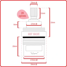 Replacement Valve Pair Cartridges Spares | Carron Phoenix Maya Kitchen Tap