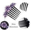 Yusier 2 PCS Flower Rhinestone Hair Comb for Women Hairpin