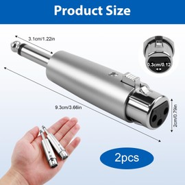 RJLLKD 2PCS 3 Pin XLR Female to 1/4" 6.35mm Jack Adapter, Mono TRS Cable Male Plug Gender Changer to XLR Female Audio Converter 6.35mm Jack Adapter for Microphones Amplifiers Studio Equipment