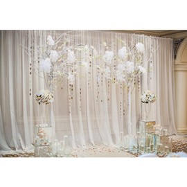 Aoihrraan 10x6,5ft Fancy Paper Flowers Backdrop White Curtain Romantic Floral Photography Background for Wedding Reception Ceremony Bridal Valentine's Day Lovers Adults Portrait Photo Studio Props