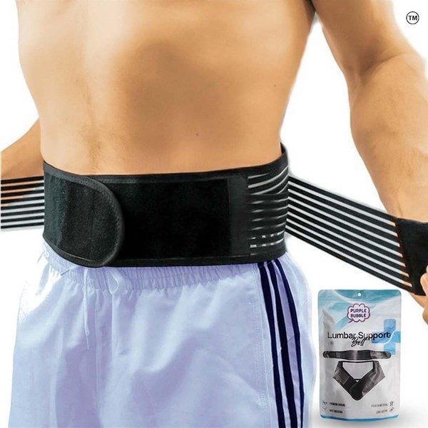 Purple Bubble Lumbar Belt Self-Heating Back Brace for Men & Women - Breathable Back Support Belt with 20 Magnets Relieves Sciatica, Herniated Disc, Scoliosis, Sprains, RSI Pain