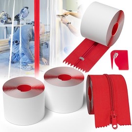 4-Pack Heavy Duty Zipper Door for Dust Barriers,Dust Zippers for Plastic Sheeting,Construction Plastic Zipper Door with Cutter Construction,Double-Sided Self-Adhesive Dusts Zippers(7FT x 3in)