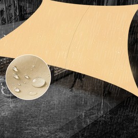 SUNNY GUARD Waterproof Sun Shade Sail 6.5' x 10' Sand Rectangle UV Block Sunshade for Backyard Yard Deck Patio Garden Outdoor Activities and Facility(We Make Custom Size)