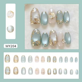 Nail Tip Fake Nails | One-touch Easy Installation, Mechanical Wear, Short, Almond Shape, Natural, Reusable, For Beginners, Everyday Use, Work (MY204)