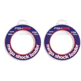 FISHZONE - 2 x MEGA SHOCK LEADER 100m Spools Marine Grade Transparent Sea Fishing Line - 30lb 50lb 60lb 70lb - High Abrasion & Knot Strength - For Shock Leader & Rig Body (2 x 100m 30lb 0.45mm)