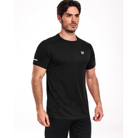NELEUS Men's 3 Pack Athletic Shirt Dry Fit Gym Workout Running Shirts Moisture Wicking,5016,Black/Grey/Navy Blue,M
