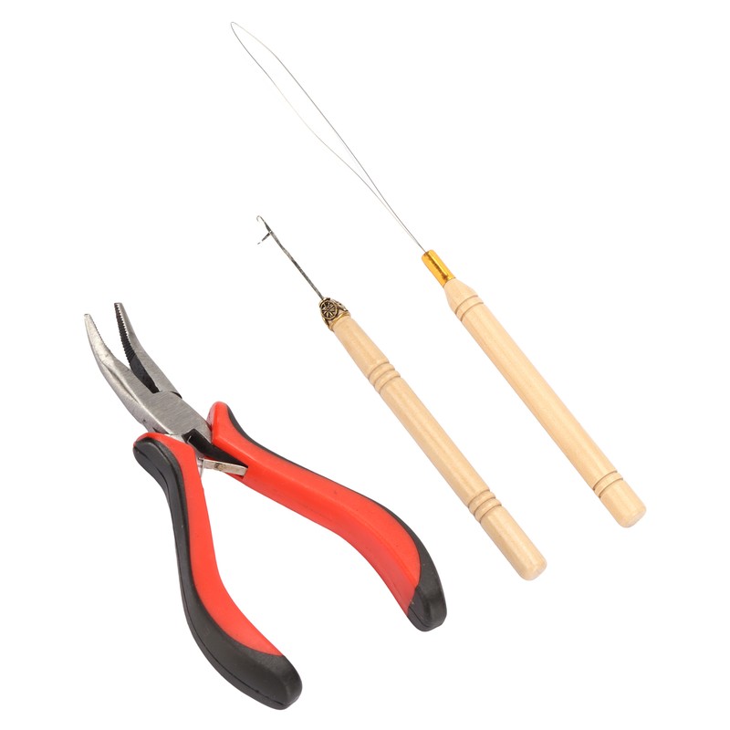 Hair Extension Tool Kit with Silicone Rings Crochet Pulling Hook