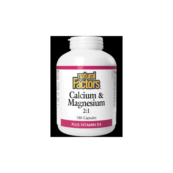 Natural Factors Calcium & Magnesium 2:1 Plus Vitamin D3 - 180 Caps