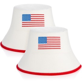 JaGely 2 Pcs Sauna Hat Russian Banya Wool Cap for Sauna Finnish Ukraine Sauna Accessories Traditional Gift for Sauna Users Women Men, Keep Head Hair from Hot Steam (USA Flag Style)