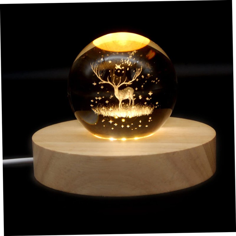 LED Wood Display Base USB Powered Cylinder Light Display Base