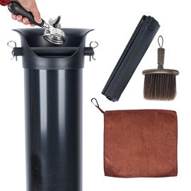 Nisorpa Coffee Knock Box,Commercial Floor-Standing Coffee Grounds Knock Box with Brush 18L Large Capacity Espresso Knockbox with Towel and Garbage Bags for Coffee Shops,Bar Home,Coffee lovers - Black
