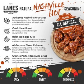 Lane's Nashville Hot Chicken Wing Seasoning, All-Natural Nashville Hot Seasoning, Perfect for Cauliflower, Dips & Fried Chicken Wing Rub, No MSG, No Preservatives, Gluten-Free, Made in USA, 3.14 Oz