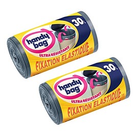 Handy Bag Rollen Müllbeutel, Schiebegriffe, elastische Befestigung, sehr strapazierfähig, leckfest, Dunkelgrau, blickdicht