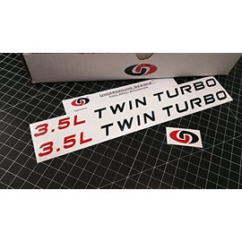 3.5L Twin Turbo Decal Ecoboost Hood Stickers Select Color: (Gloss Black & Red, 0.75" x 11.5")