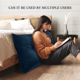 Rucener Twin Rectangular Headboard Reading Pillow, Velvet College Dorm Bed Pillow, Removable Headboard Backrest Reading Pillow Headboard, Dorm Bedding Essentials for Girls & Boys Blue Twin