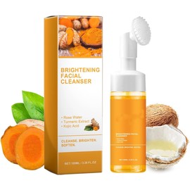 Limpiador Facial en Espuma Iluminadora con Ácido Kójico y Cúrcuma - Espuma Limpiadora Facial para Reducir Manchas y Poros - Jabón Facial Suave con Cepillo (1 pcs)