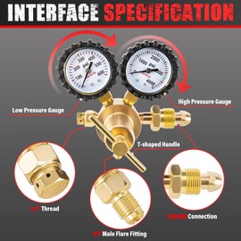 Nitrogen Regulator CGA580 Inlet, 1/4-Inch Male Flare Outlet Connection, Heavy-Duty Handle, Self-reseating Relief Valve, Nitrogen Regulator Hvac (CGA580（0-600PSI with Hose）)