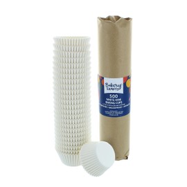Bakery Crafts White Mini Baking Cups, 1.2" Cupcake Cases, Greaseproof Paper Liners for Mini Muffins, Fairy Cakes, and Extra Small Cupcakes, Pack of 500