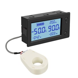 DROK DC 0-300V 200A STN LCD Display Digital Multimeter Voltage Amp Power Energy Ammeter Voltmeter AH Monitor Panel with Hall Sensor (Please contact seller if you need Japanese instruction manual)