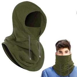 AURUZA Balaclava Ski Mask Fleece Mask Warm Balaclava Breathable Warm and Comfortable Face Mask for Men Women Sports Mask (Army Green-Large)