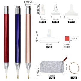 Abodhu Diamond Painting Pen Kits with LED, 5D Light Up Drill Pens for Arts, Nails DIY Crafts Decoration, 12pcs Tips