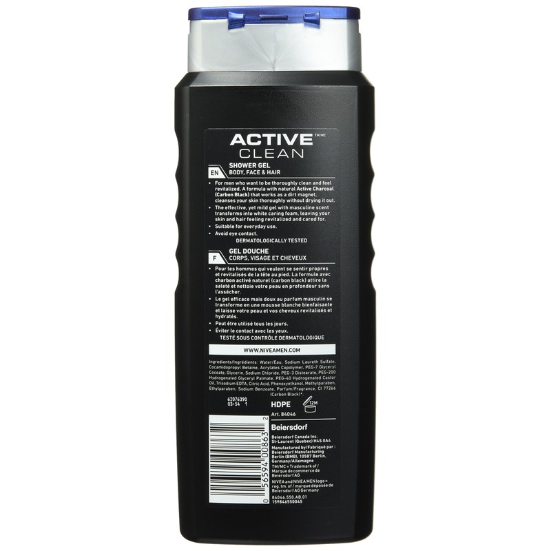 NIVEA MEN Active Clean Body Wash | 3-in-1 Men Shower