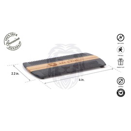 Premium Natural Ox horn and Sandalwood Beard Comb Dual-Action | Double Sided Beard & Mustache Comb with Brown Protective Case | Perfect Grooming Companion & Gift for Men – by Man & Mane