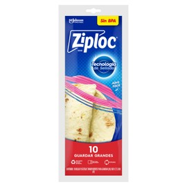 Ziploc Bolsas Reutilizables, Guardar Grandes, Pestañas Abre-Fácil, 10 Bolsas