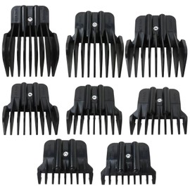 Updated 8 Pack Black Clipper Guards for Andis T Outliner, Sizes 1/32", 1/8", 1/4", 3/8", 5/8", 7/8, 1" and 11/4"