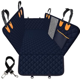 Back Seat Extender for Dogs, Hard Bottom Car Seat Cover for Dogs. Hammock Style, Large Space, Holds 420lbs, Sturdy, Waterproof for Car, SUV, Truck (Black)