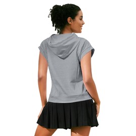 MIHOLL Womens Summer Hoodies Cropped 2024 Sweatshirts Crop Top For Loose Fit Short Sleeve Athletic Gym 2024 Light Gray Medium