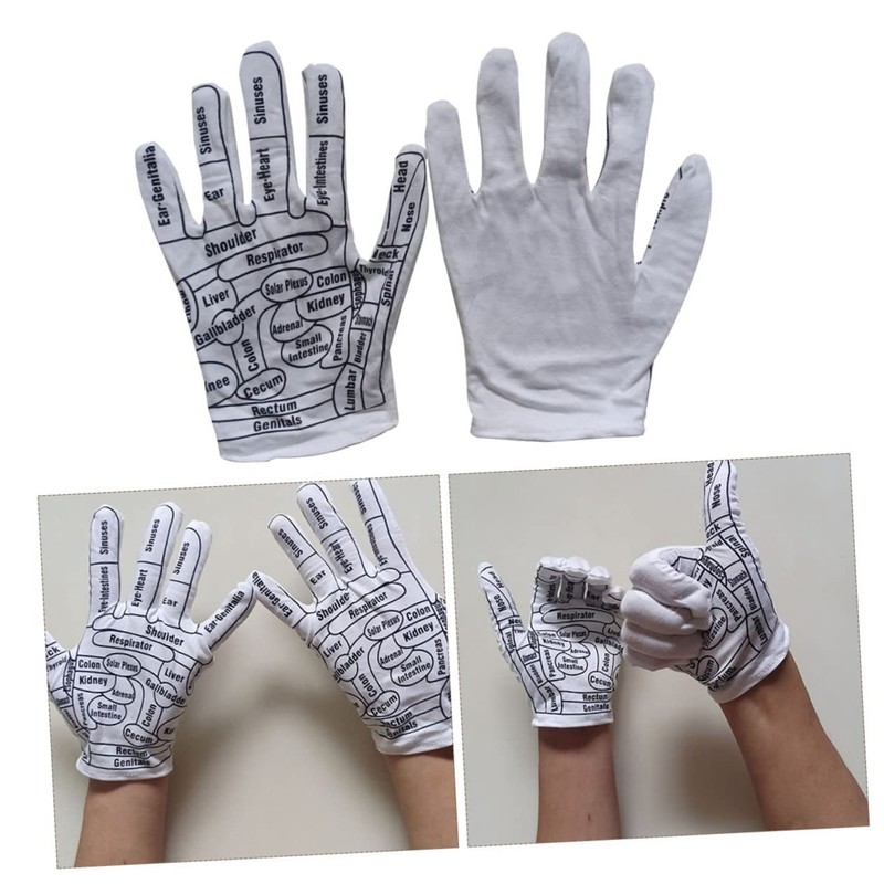 OATIPHO Reusable Massage Gloves with Acupoint Instructions Elastic Massage Hand