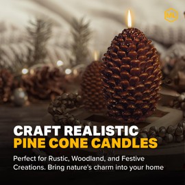 Mann Lake Jumbo Pine Cone Candle Mold, Durable Easy Release Rubber for Realistic Pinecone Candles, Ideal for Christmas, Autumn Crafts, Rustic Decor, Woodland-Themed and Festive Seasonal Creations