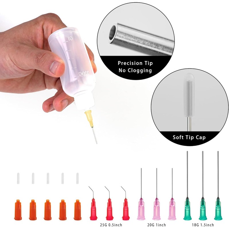 Needle Bottle Applicator 50ml 5Pcs, Precision Needle Tip Glue Bottle