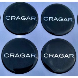 CRAGER CRAGAR WHEEL CENTER CAP EMBLEMS Decals Black and Chrome 1.75" SS ET GT MAG'S NOS