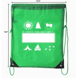 Mato & Hash Camping Drawstring backpack for Birthday parties and Summer Camp - 10PK Forest Green CA2500Camping S3