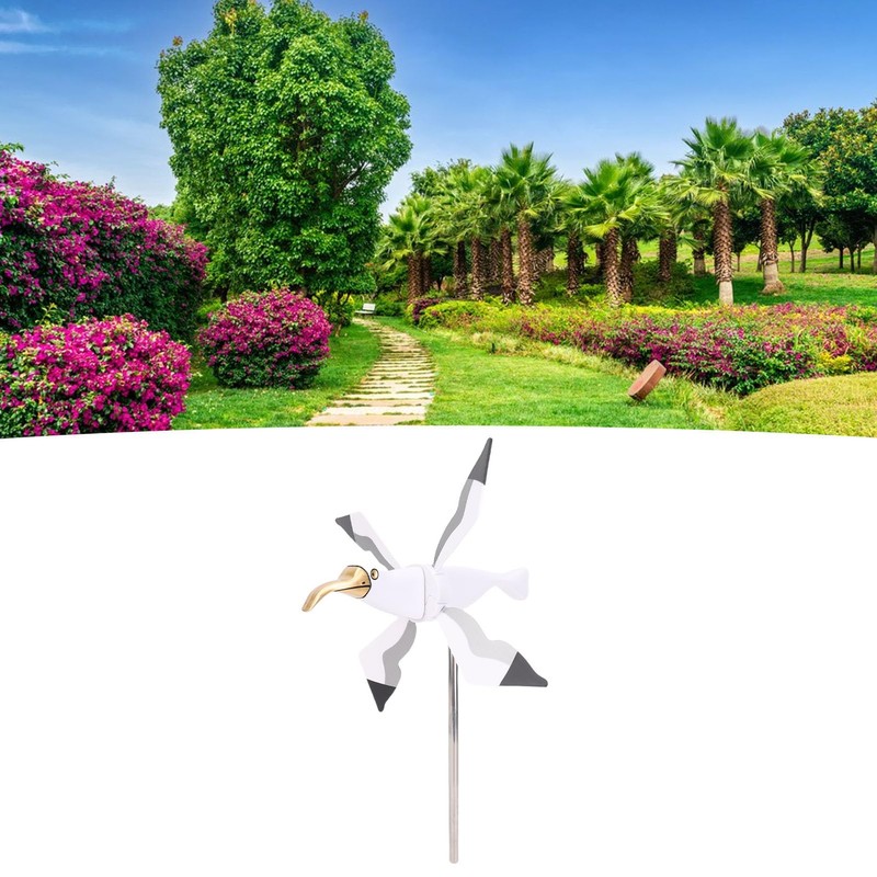 Seagull Garden Spinner, Plastic Wind Spinners Outdoor Animal Whirligig Windmill
