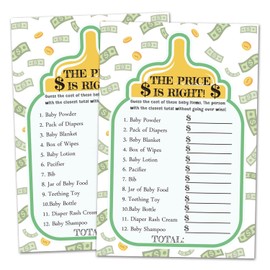 TENTADO 50 The Price Is Right Baby Shower Game For Boys or Girls - Fun Party Activities Card - Cute Best Gender Neutral Reveal Guessing Funny Question Bundle Pack, 4x6 Inches