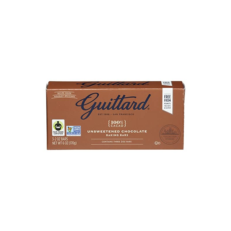 Guittard, Bar Chocolate Baking Unsweetened Gluten Free, 6 Ounce