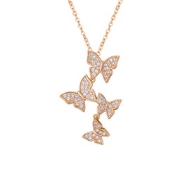 XINSHUN Real 925 Sterling Silver Long Zircon Butterfly Necklaces Pendant Fashion Sterling Silver Jewelry Statement Chain Necklace for Women Ladies Girls Gifts, 1 Count (Pack of 1), Sterling Silver,