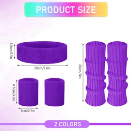 4 Set 80s Costume Outfit Neon Leg Warmers Headband Wristbands and Holographic Fanny Pack for Girls Kids 1980s Cosplay Party