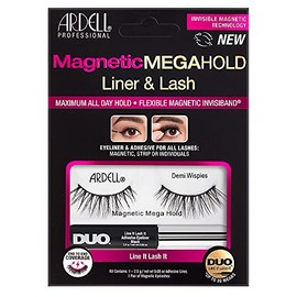 ARDELL Magnetic Megahold Eyelashes Magnetic (Demi Wispies) - Magnetic Eyelashes in Set with Magnetic Eyeliner, Continuous Magnetic Eyelash Band for Ultra Hold | Vegan & Reusable