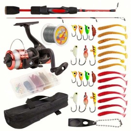 Topline Tackle High Quality Professional Spinning Pole for Wholesales Soft Ice Fishing Rod ComboLength: 1.8 m, Color: Red