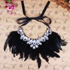 YAZILIND Unique Design Charming Black Feather Bib Collar Statement Necklace