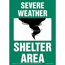 Severe Weather Shelter Area Sign, 7" x 10" Permanent Self Adhesive Vinyl, J. J. Keller & Associates, Inc.