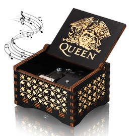Wood Music Box，Bohemian Rhapsody-Queen Wind Up Music Box，Unique Engraved Vintage Wooden Musical Boxes Gifts for Birthday，Christmas，Thanksgiving，Valentine's Day，Mothers Day， Anniversary，Wedding