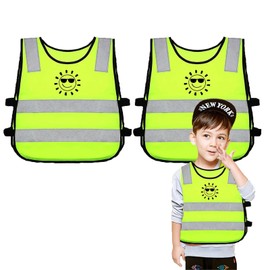 FYZSJWL Pack of 2 Lightweight High Visibility Vests for Children, 3-12 Years, Luminous Vest, Children, Safety Vest, Children's Reflective Vest, for Traffic to School, Cycling, Road Traffic