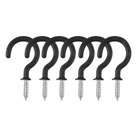 YXGSTY 12 Pcs Ceiling Hooks, 1-1/4 Inch Vinyl Coated Screw in Hooks Hanging Hooks (Black)
